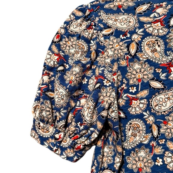 Boden Jersey Puff Sleeve V-Neckline Paisley Print Mini Dress - Picture 11 of 16